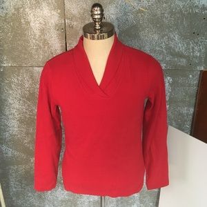 Orvis knitted long sleeve v-neck cherry red sz M